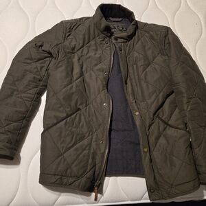 J. Crew Men's Sussex Quilted Puffer Jacket - Dark Olive - SMALL